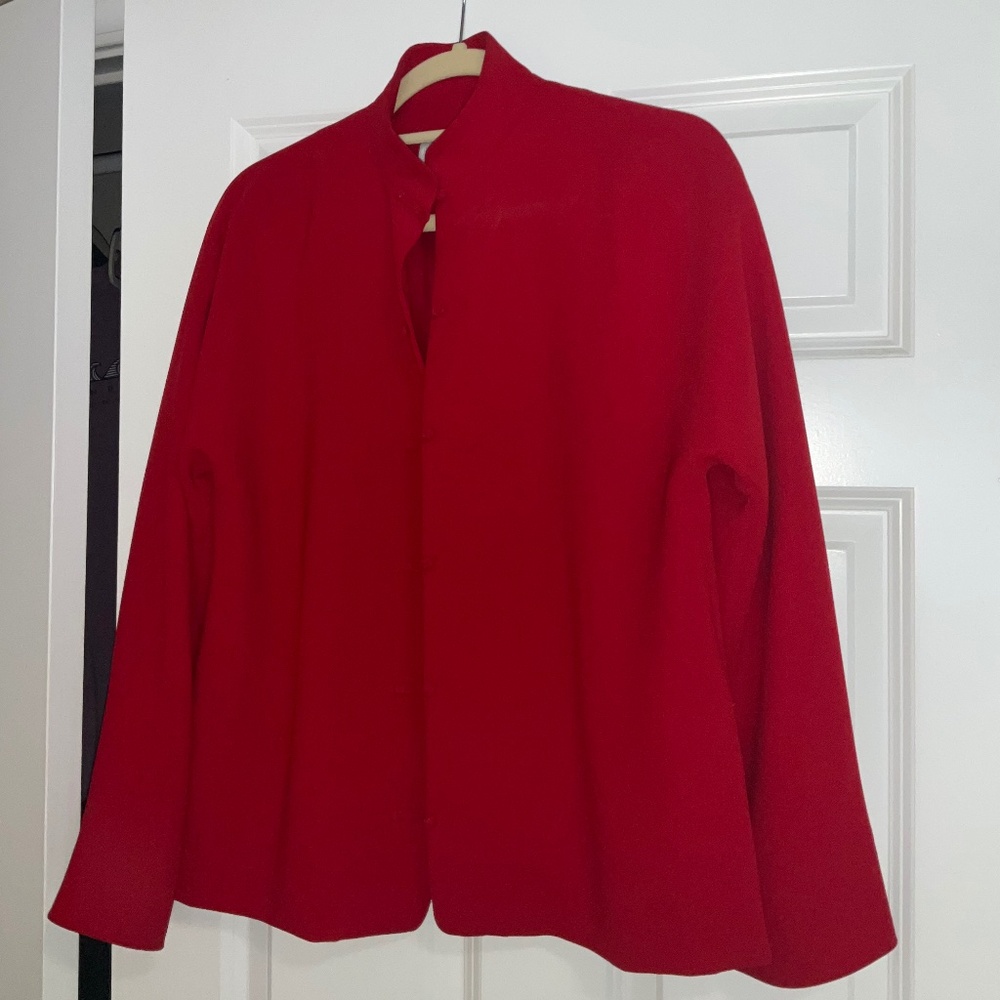 Blanc de Chine Red Mandarin Collar Jacket – Size 8
